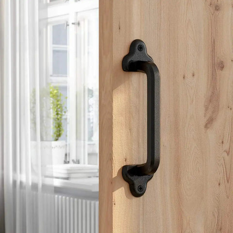 Heavy Duty 9 Inch Antique Barn Door Handle Large Rustic Retro Cast Iron Handle for Gates Garages Sheds and Furniture Black