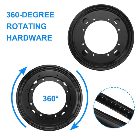 360-degree view of 8 Pack 9 Inch Black Lazy Susan Turntable Bearing Plates And Base Set For Heavy Duty Rotating Tables And Workstations