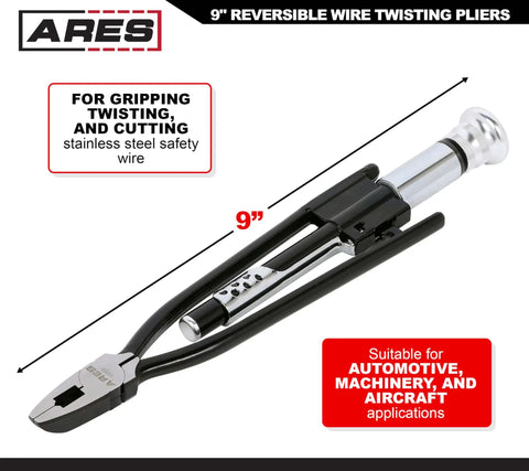 9-Inch Reversible Wire Twister Pliers With Auto Spring Loaded Return For Stainless Steel Safety Wire, Rugged Chrome Vanadium Workhorse