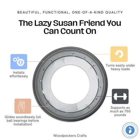 9 Inch Heavy Duty Steel Lazy Susan Turntable Bearing showing swivel plate and installation features, high load capacity support.