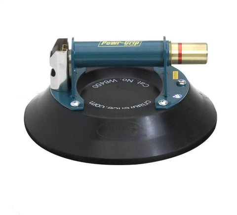 Side view of 9 Inch Vacuum Cups With Concave Rubber Pad Wood's Powr-Grip, heavy duty construction with durable metal handle.