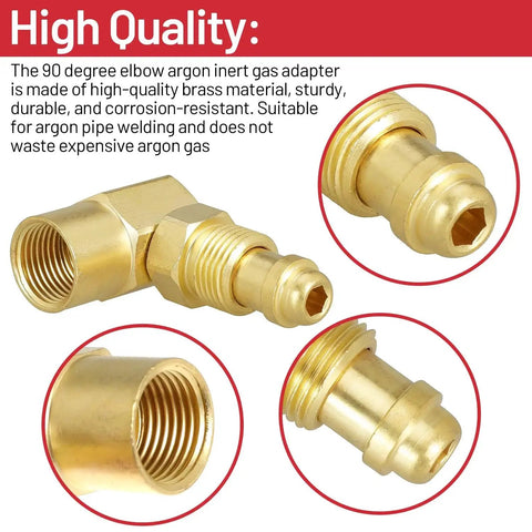Beefy 90 Degree Brass Argon Gas Adapter For TIG And MIG Welders CGA 032 Nut Nip To Body Elbow Fitting Inert Gas Connector