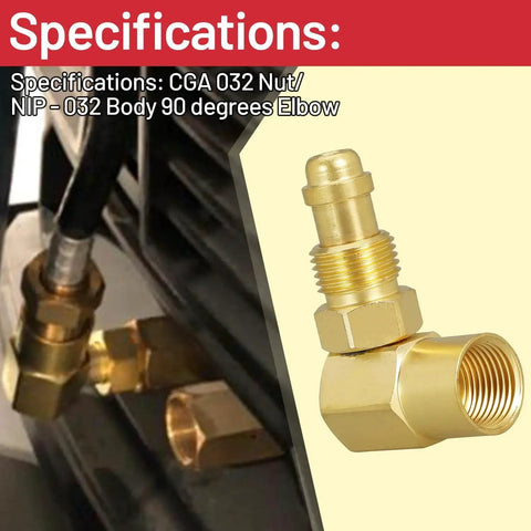 Beefy 90 Degree Brass Argon Gas Adapter For TIG And MIG Welders CGA 032 Nut Nip To Body Elbow Fitting Inert Gas Connector