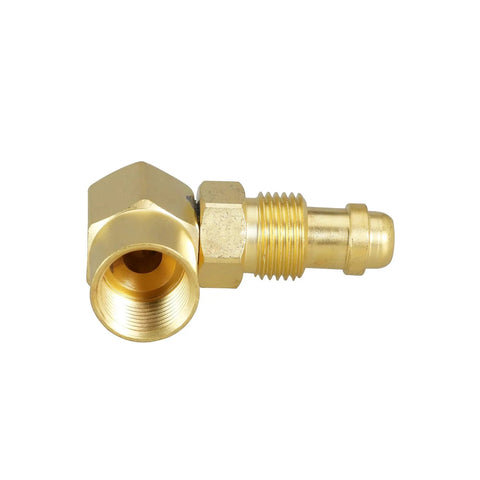 Beefy 90 Degree Brass Argon Gas Adapter For TIG And MIG Welders CGA 032 Nut Nip To Body Elbow Fitting close-up