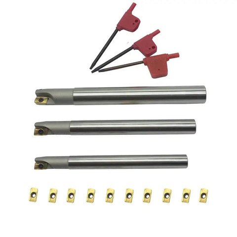 90 Degree End Mill Holder Set With 3 Pieces BAP300R And 10 APMT1135PDER Milling Inserts For Steel Cast Iron Machining by JTR