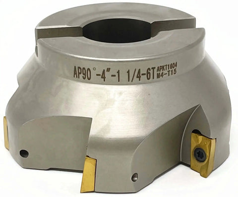 Beefy 4 Inch 90 Degree Indexable Face Mill With BT40 Arbor APKT1604 Inserts Included 6 Flutes Heavy Duty CNC Milling Cutter