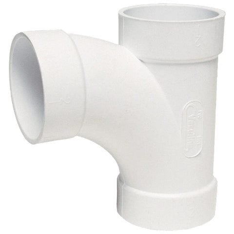 Airvac VM106 PVC 3-way T-fitting, white plastic 90-degree elbow for plumbing