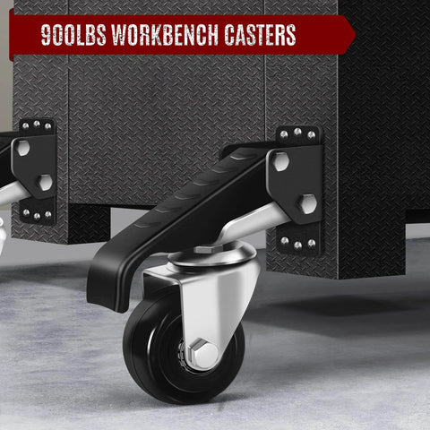 ✝️ Workbench Casters Retractable Casters Kit 900Lbs, 4 Heavy Duty Casters Side Mounted All Steel Construction Urethane