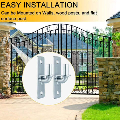 Set Of 4 Heavy Duty Wall Mount Gate Hinges With 8 Screws Galvanized Steel Rust Proof For Chain Link Fence Or Barn Doors, easy installation.