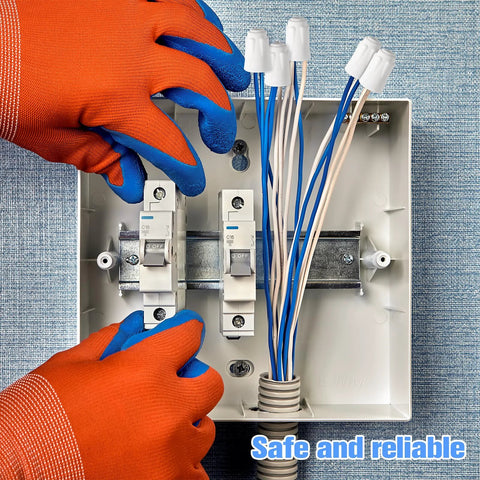 30 PCS ceramic wire nuts, white high-temp connectors for AWG 18-8, 22-10, 22-14, installed in an electrical box
