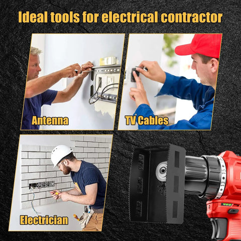 Square Slot Cutter For Drywall And Wood Holes Heavy Duty Pro Grade Upgraded Stainless Steel Electrical Box Cutter in use by electricians