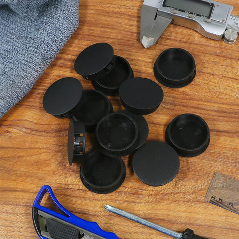 10 Pcs 28mm Plastic Hole Plugs Snap In Locking Hole Covers End Caps for Furniture Fencing Posts and Pipes Durable Nylon Black