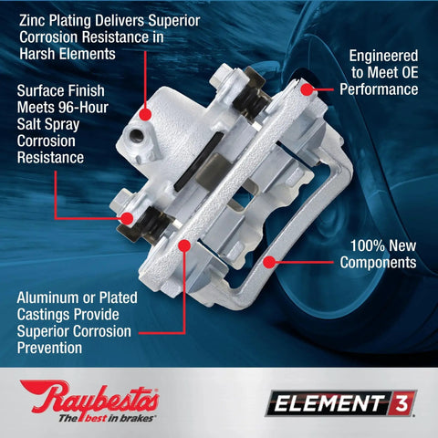 Raybestos Element3 front left/right semi-loaded brake caliper and bracket assembly for Chrysler, Dodge and Jeep