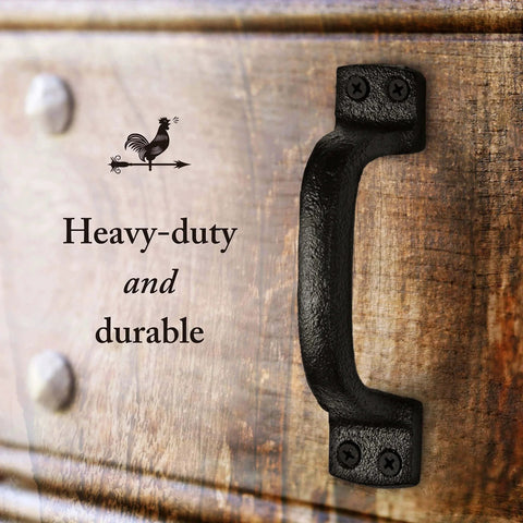 Heavy Duty Black Cast Iron Barn Door Handles 2 Pack For Shed And Garage Doors Includes Hardware And Pre Drilled Holes 6 1 4 Inches Tall