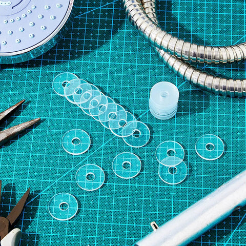 Clear Plastic Washers Three Quarters Inch Spacers One Sixteenth Inch Thick Twenty Pack For Glass Shower Door Handles And Towel Bar Hardware
