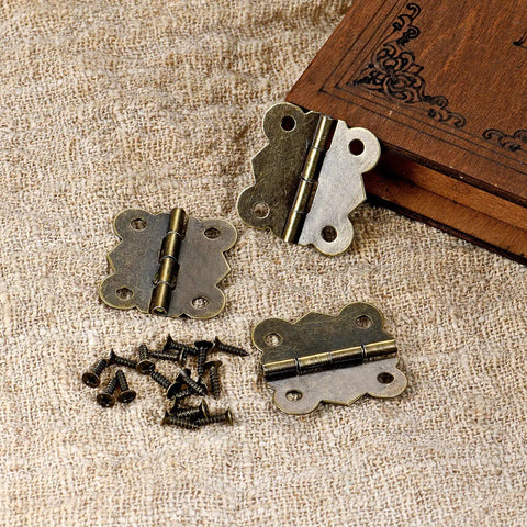 Antique Bronze Butterfly Hinges Set For Jewelry Boxes And Craft Projects With 160 Screws, 40 Hinges, 1 Inch Engraved Design.