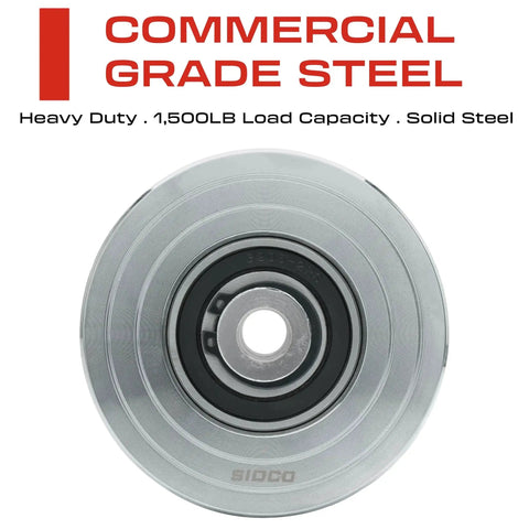 3.5 Inch V Groove Wheel With Solid Steel Construction, Heavy Duty Inverted V Groove For Sliding Gates, 1500 Lb Load Capacity
