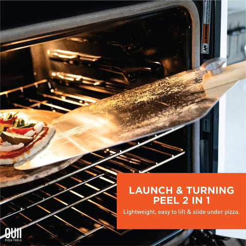 Heavy Duty Aluminum Pizza Peel 12 By 14 Inch With Foldable Wood Handle Extends To 25 Inches For Oven Baking Pizza Bread