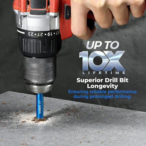 Diamond Drill Bits Set For Ceramic Tile Glass Porcelain Marble And Granite With Cooling Wax Lubrication in use on tile