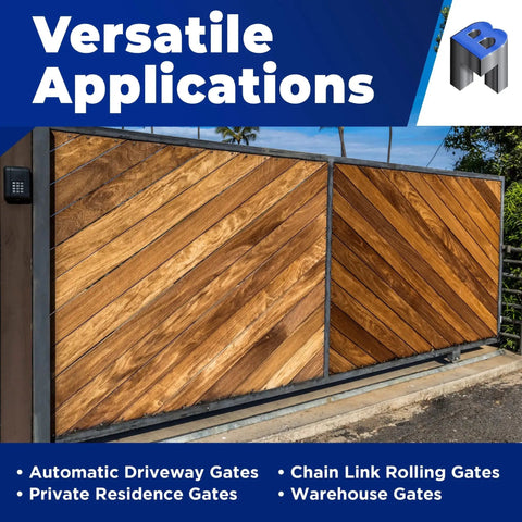 Wooden driveway gate with 4 Inch Cast Iron V Groove Wheel With Roller Bearing For Residential Gates Easy Install setup