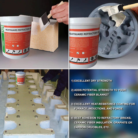 5 lb HeatGuard refractory coating bucket for ceramic fiber insulation; high-temp 3270°F for forge and kiln.