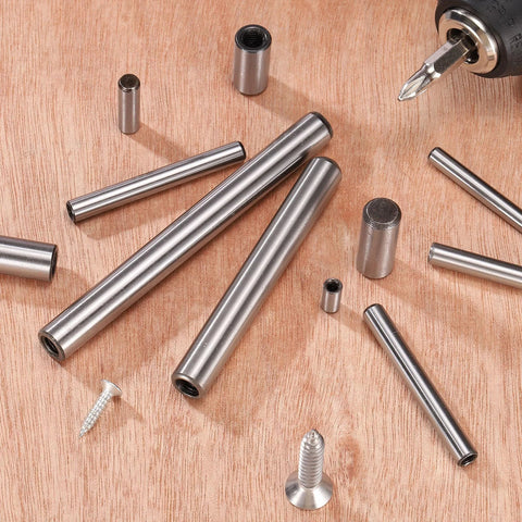 Dowel Pin Set With Internal Thread M3 M4 M6 In Carbon Steel Chamfered Flat Cylindrical Pins 36 Pieces 12 Sizes Pro Grade