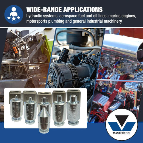 37 Degree Flare And Double Flare Adapter Kit For Hydraulic Tools 3/16 To 1/2 with various machine applications in the background