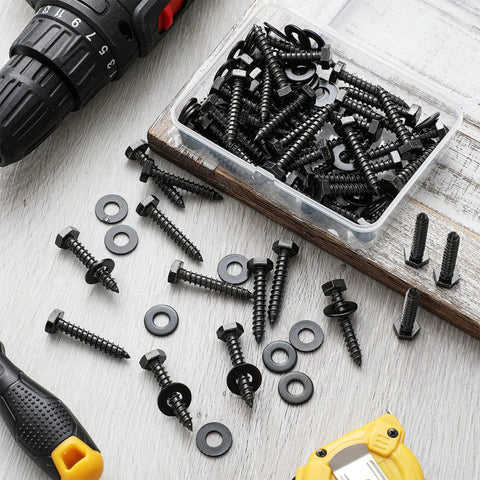 Heavy Duty Quarter Inch By One And A Half Inch Hex Lag Bolts Set Of 50 Screws And 50 Washers In 304 Stainless Steel With Black Finish