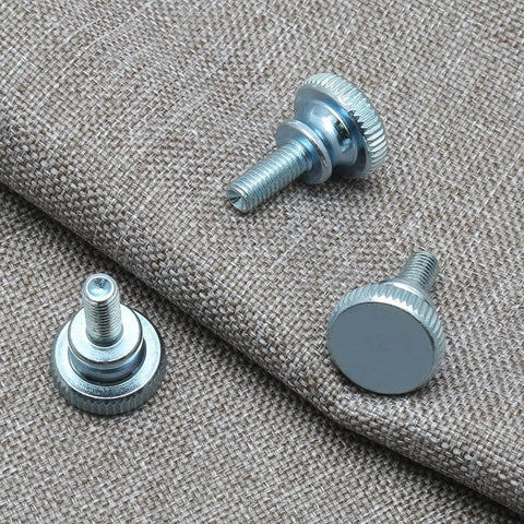 Three 10 Pcs M5 Knurled Thumb Screws Zinc Plated Flat Head Grip Knobs M5x12mm Durable Rust Resistant on fabric surface