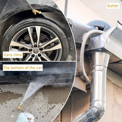 FIXFANS pressure washer gutter cleaner attachment, 1/4" quick-connect, 240° pivot, 7 angles