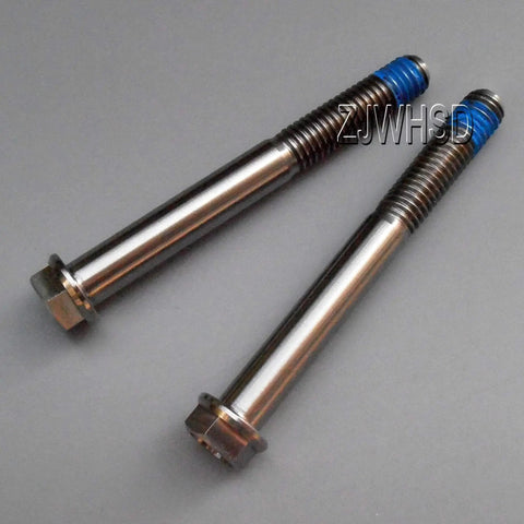 Lightweight Titanium M8 x 70 Hex Bolt With Flange And Blue Thread Lock Aerospace Grade 6AL4V Titanium 2 Pack