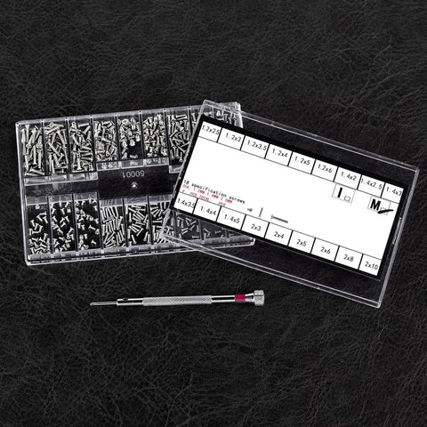 500 Pcs Tiny Replacement Screws Kit For Glasses Watches Laptops Hard Drives And SSDs M1.2 M1.4 M2.0 with precision screwdriver