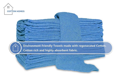 Blue 12x14 Inch Shop Towels Pack Of 50 Plus 5 Bonus Reusable Cleaning Rags for garage auto painting 100 percent cotton absorbent