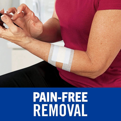 Person using Strong Hold Pain Free Tape For Sensitive Skin 1 Roll 1 In X 4 Yds Silicone on arm