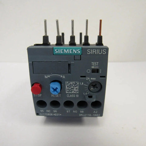 Front view of Thermal Overload Relay 3RU2126-4AB0 for Motors 11-16 Amp Power Protection, Sirius Series Pro Grade Industrial Relay.