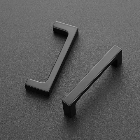 Top view of Square Cabinet Handles Set 10 Pack 3 Inch Matte Black Flat Drawer Pulls For Kitchen Cabinets And Furniture Center To Center 3 Inches