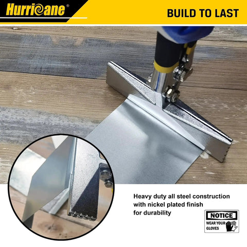 6 Inch Straight Jaw Sheet Metal Hand Seamer for Flattening and Bending Ducts, Precision Quarter Inch Increments shown in use