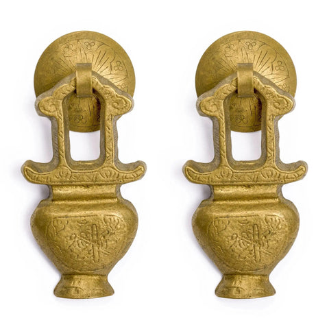 Golden Furnace Brass Cabinet Pulls Set of 2 3.5 Inch Floral Antique Style Solid Brass Handles for Furniture and Cabinetry