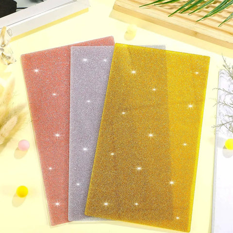 Glitter Acrylic Sheets Set For DIY Crafts And Laser Cutting, 3 Pieces, 1/10 Inch Thick, 2.5mm Cast Acrylic, Colorful Glitter Finish, 6.3 x 11.4 inches