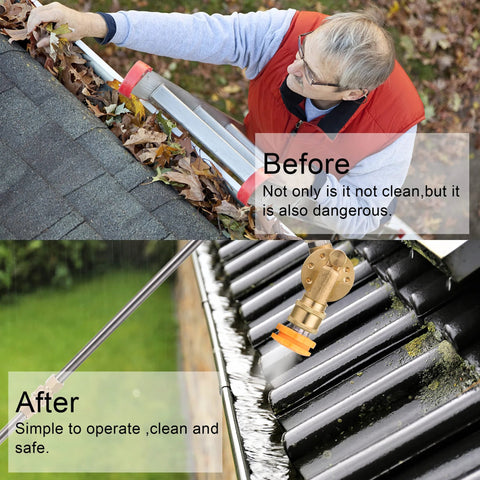 Gutter cleaner attachment for pressure washer, FIXFANS 1/4-inch quick-connect, brass fitting, 240° pivot.