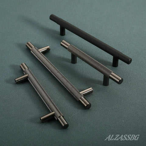 10 Pack Black Nickel Cabinet Pulls With 5 Inch Hole Centers T Bar Knurled Handles For Cabinets Closets Drawers Wardrobes Durable