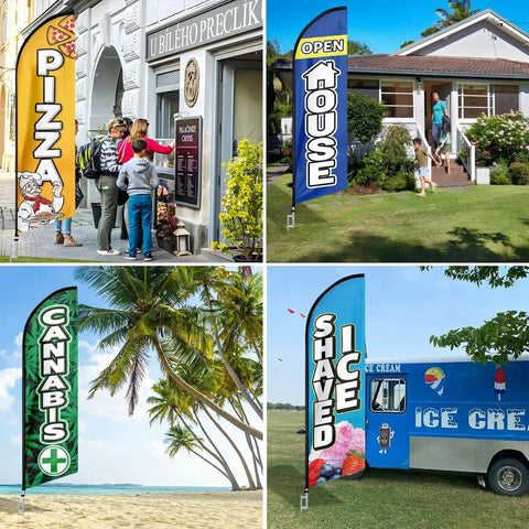 18Ft Aluminum Feather Flag Pole Kit For Swooper Flags at Pizza, Open House, Cannabis, and Ice Cream stands