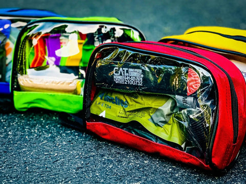 Color Coded First Aid Kit Pouches Set of 4 With Transparent Window For EMT Trauma Bags, Zippered Medical Organizer Pouches