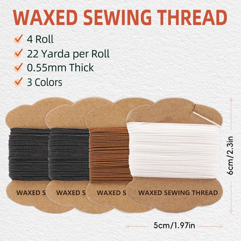 Upholstery Repair Kit With Extra Strong Waxed Thread Four Rolls In Three Colors And Heavy Duty Hand Needles Seven Pieces