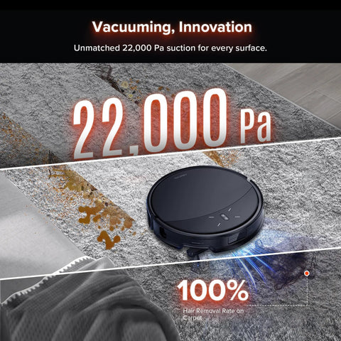 Robot vacuum roborock Saros 10R, black, 22,000 Pa suction on carpet and floors, slim 3.14 in body