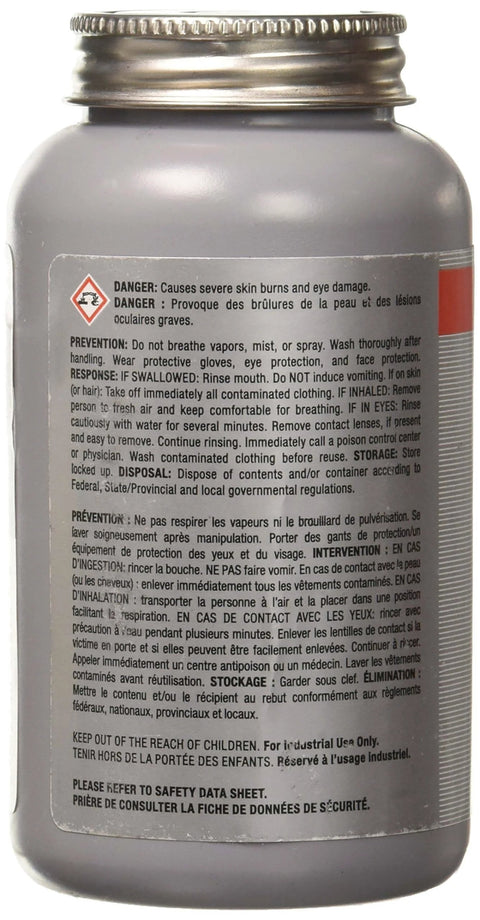 Side view of Marine Grade Anti Seize Paste Lubricant For Fasteners And Pipe Joints That Withstands Up To 2400 Degrees Fahrenheit Keeps Steel From Corrosion And Seizure Heavy Duty Formula Ideal For Gaskets Water Pump Flanges And Pulp And Paper Mills 8 Oz Can showing safety instructions.