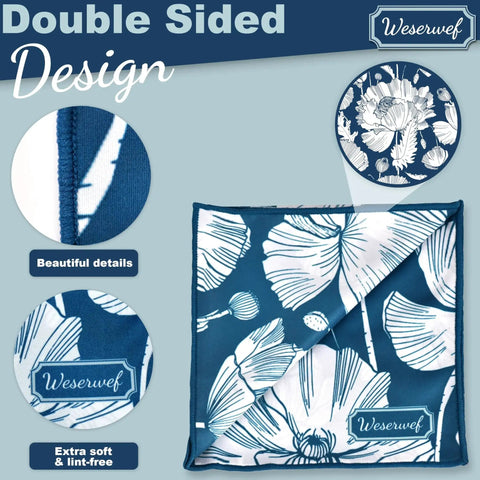 Double-sided microfiber cleaning cloth with floral design, 12x12, extra soft and lint-free, perfect for glasses, screens, and lenses.