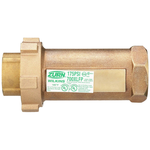 Brass Zurn Wilkins 700XLFP dual check valve, 1-1/4 in x 1-1/4 in, side view