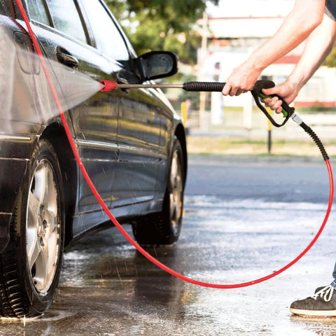 Person using Heavy Duty Stainless Steel Quick Connect Pressure Washer Fittings Kit For Three Eighth Inch Hoses Easy Install
