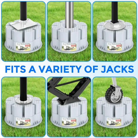 Six Inch Height Trailer Jack Block Heavy Duty 40000 Lbs RV Camper Stabilizer Blocks For Travel Trailers Tongue Jack And Fifth Wheels Scissor Style Stabilizers 1 Pack Built From Weather Resistant Polymer used with various jacks on grass